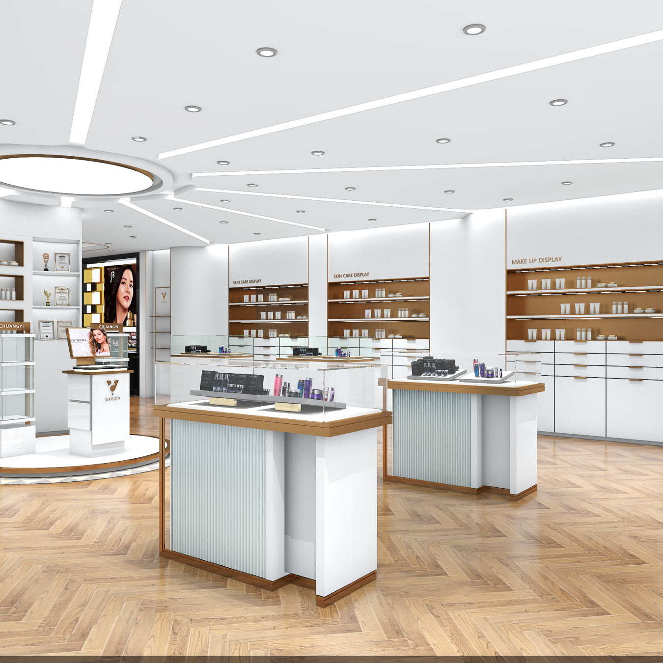 Custom Cosmetic Display Showcase for Retail Makeup Shop - Cosmetic & Beauty Displays