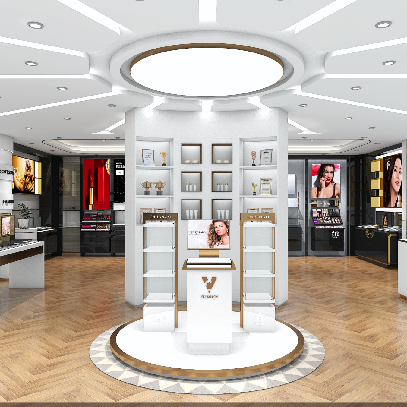 Custom Cosmetic Display Showcase for Retail Makeup Shop - Cosmetic & Beauty Displays