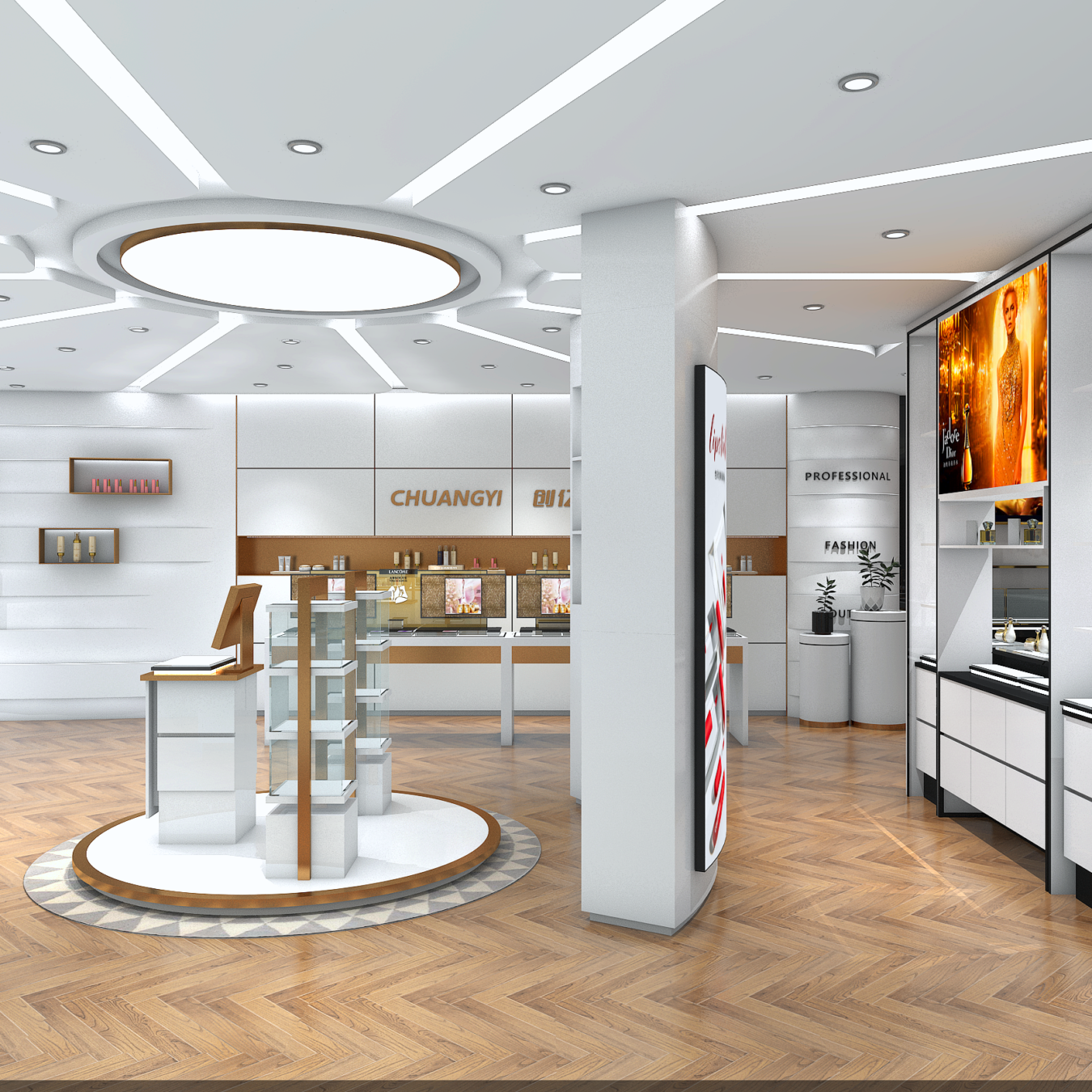 Custom Cosmetic Display Showcase for Retail Makeup Shop - Cosmetic & Beauty Displays