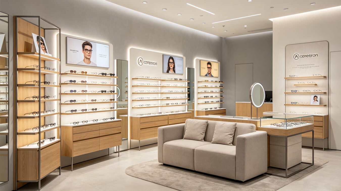 Custom Full Optique Boutique Fit-out, Lighted Eyeglasses Display Furniture - Custom Store Display Solutions