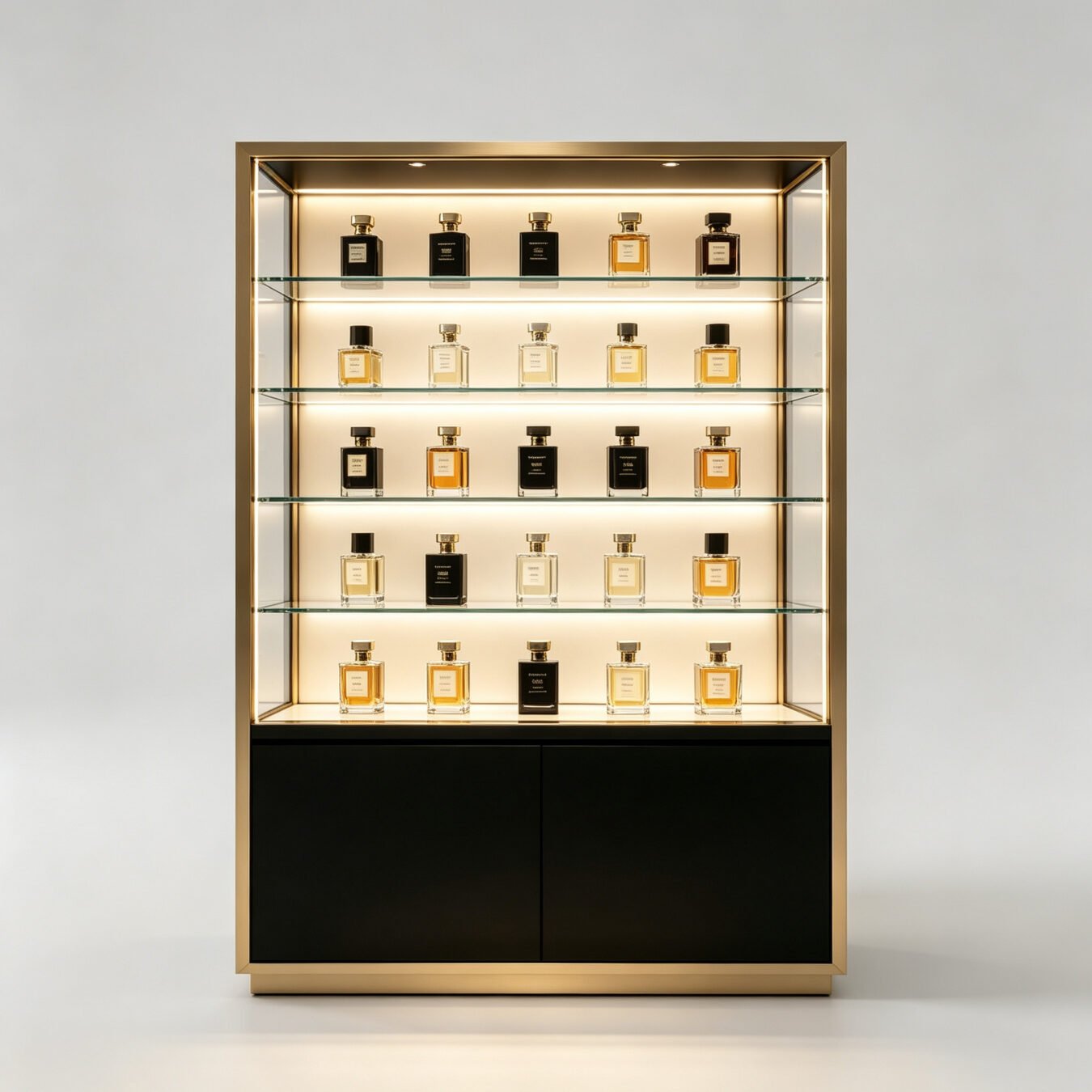 Custom Illuminated Fragrance Showcase & Back Wall Display Cabinet - Cosmetic & Beauty Displays