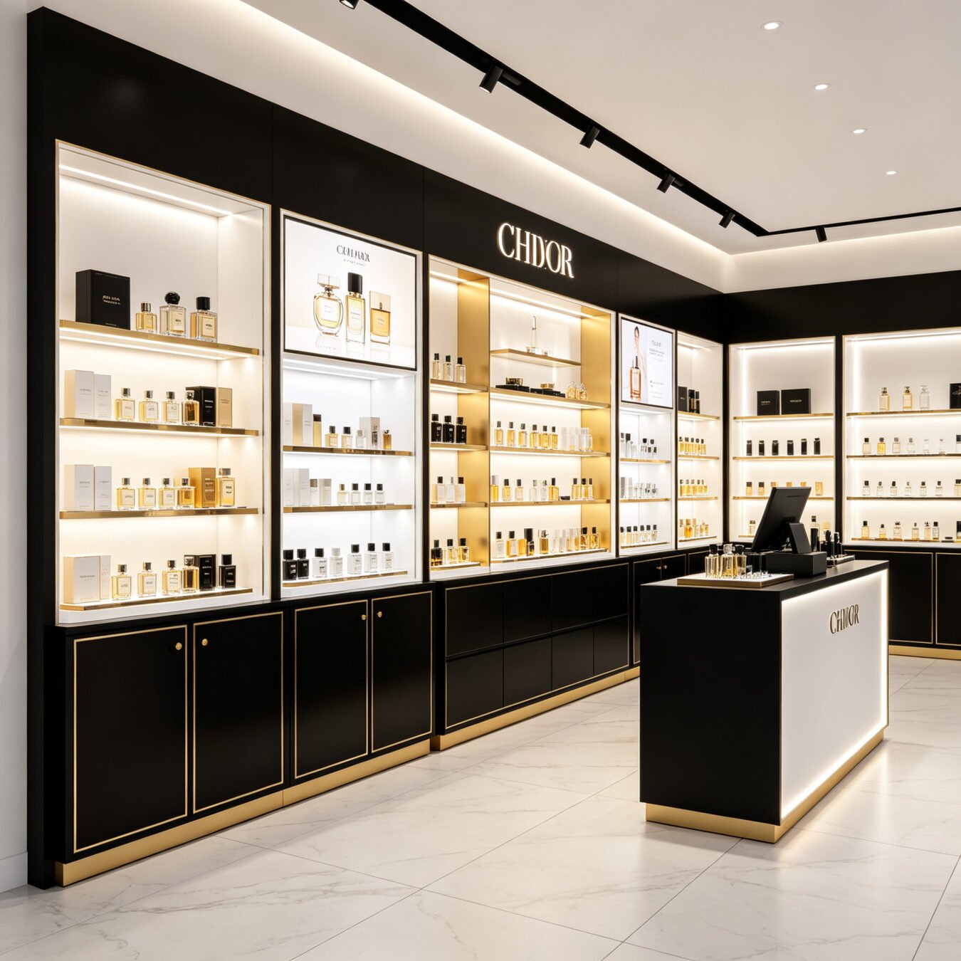 Glass Perfume Display Cabinet with LED | Lockable Cosmetic Showcase | Winka Display - Cosmetic & Beauty Displays