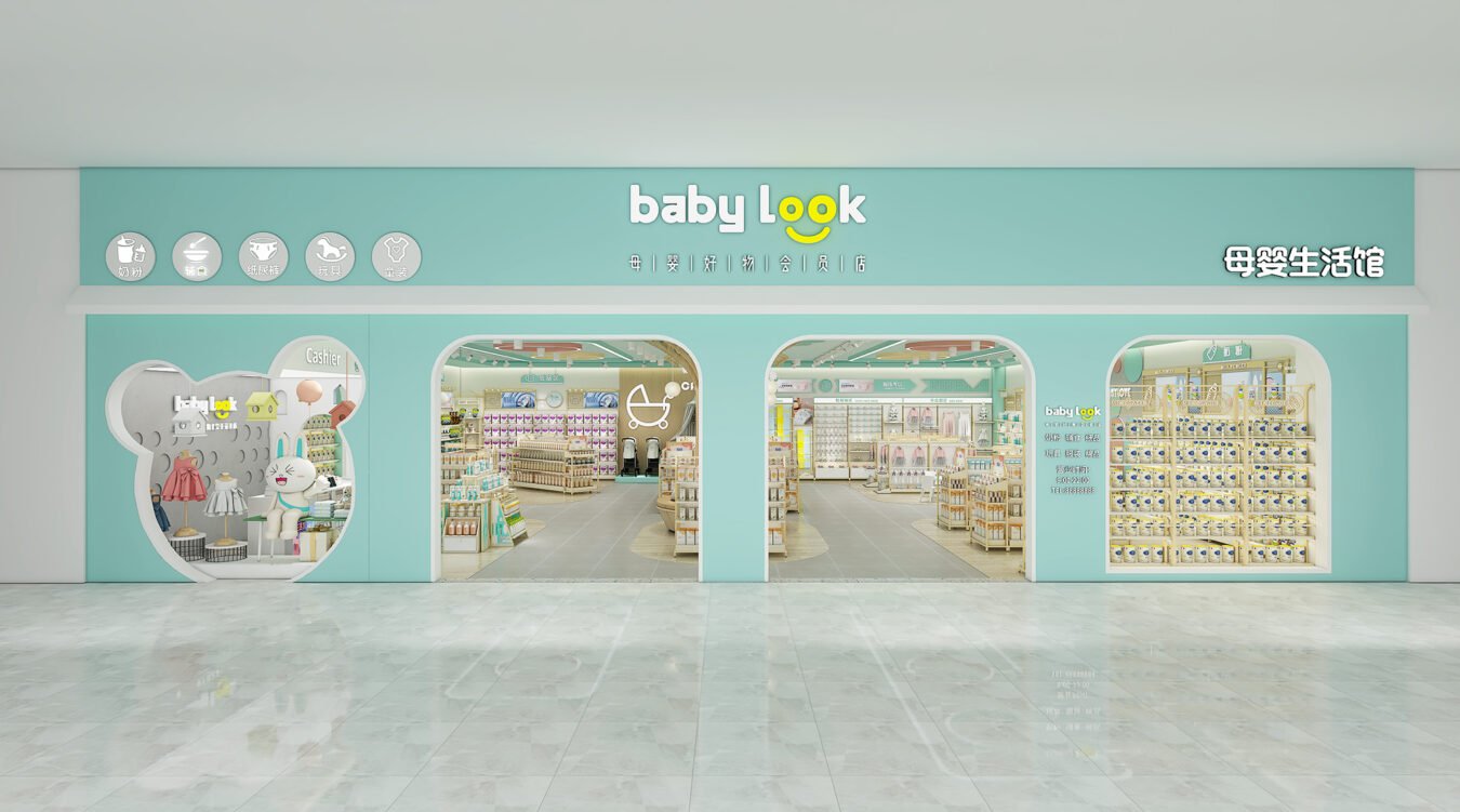 Custom Mint Green Mother & Baby Store Full Interior Furniture Set - Maternity & Baby Shop Displays