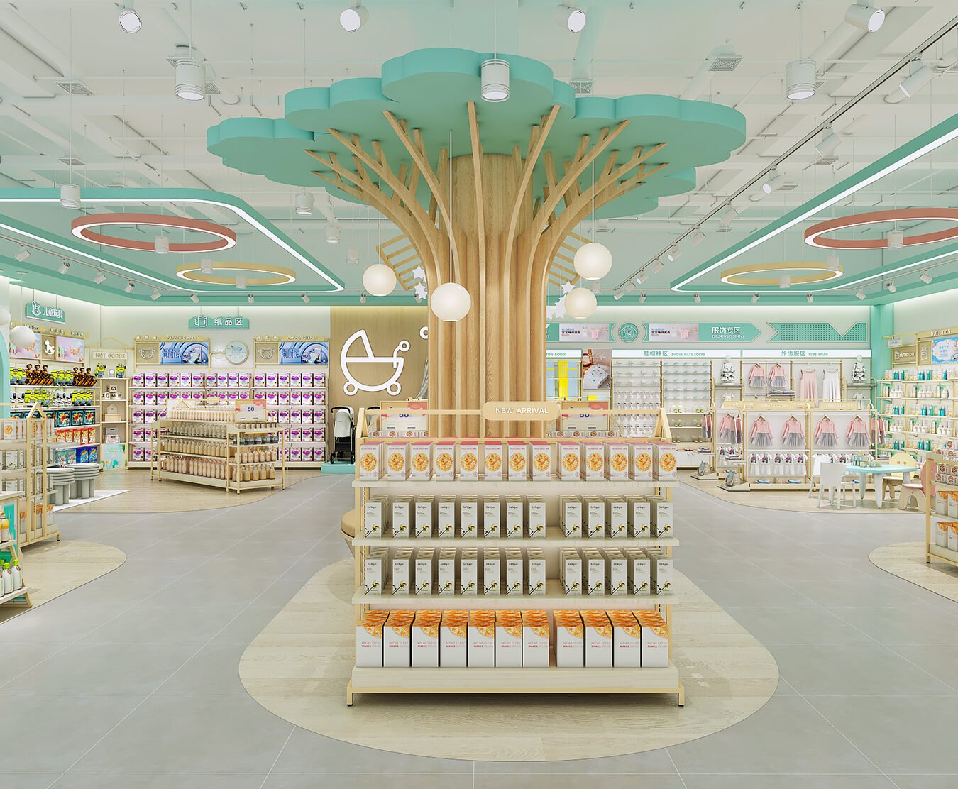 Custom Mint Green Mother & Baby Store Full Interior Furniture Set - Maternity & Baby Shop Displays