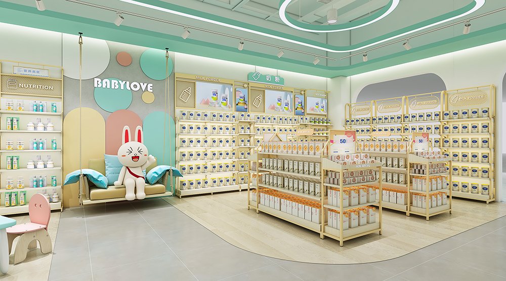 Custom Mint Green Mother & Baby Store Full Interior Furniture Set - Maternity & Baby Shop Displays