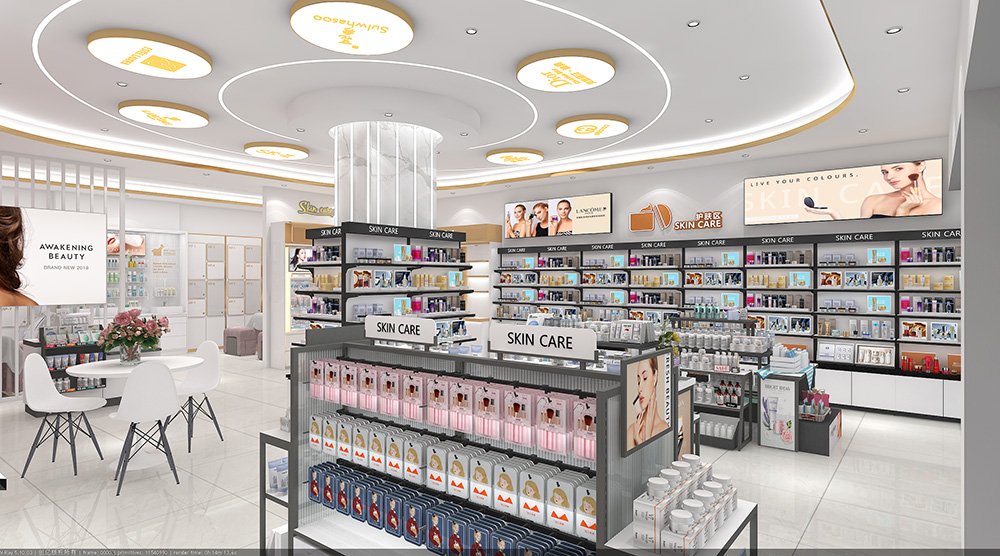 Modern Cosmetics Retail Store Full Interior Design & Display Fixtures - Cosmetic & Beauty Displays