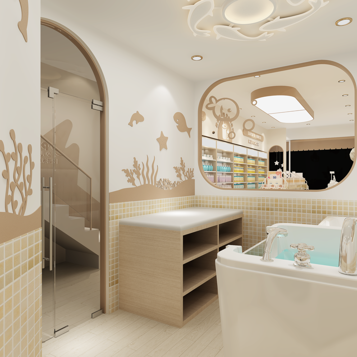 Luxury Full Set Mother Baby Store Display Furniture, Custom Milk Powder & Baby Care Product Shelving - Maternity &...