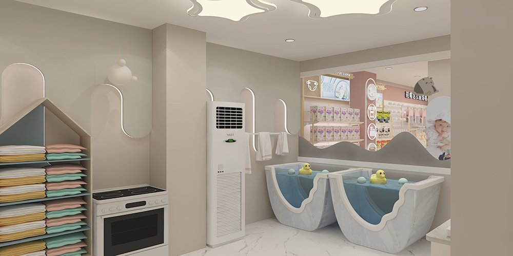 Two-Floor Mother Baby Shop Furniture | Pink Themed Retail Display & Kids Play Area Fixtures - Maternity & Baby Sh...