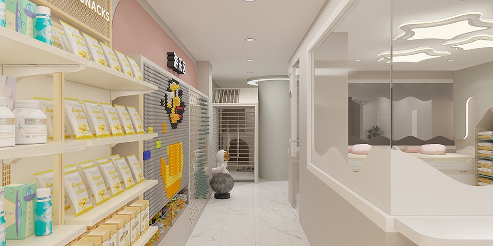 Two-Floor Mother Baby Shop Furniture | Pink Themed Retail Display & Kids Play Area Fixtures - Maternity & Baby Sh...