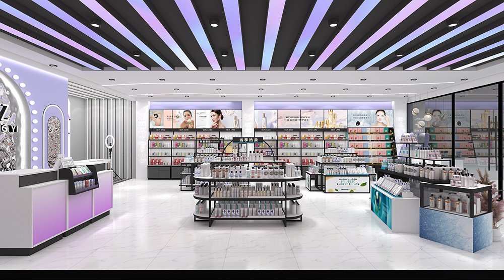 Modern Minimalist Cosmetics Store Interior & Display Fixtures - Cosmetic & Beauty Displays