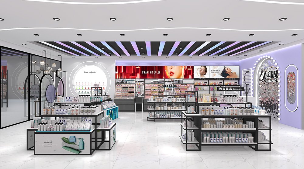 Modern Minimalist Cosmetics Store Interior & Display Fixtures - Cosmetic & Beauty Displays