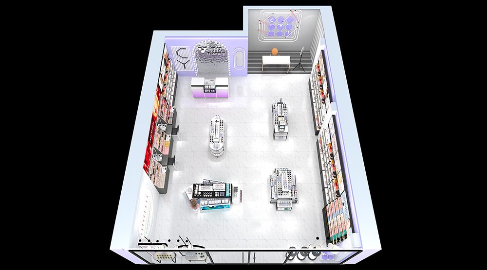 Modern Minimalist Cosmetics Store Interior & Display Fixtures - Cosmetic & Beauty Displays