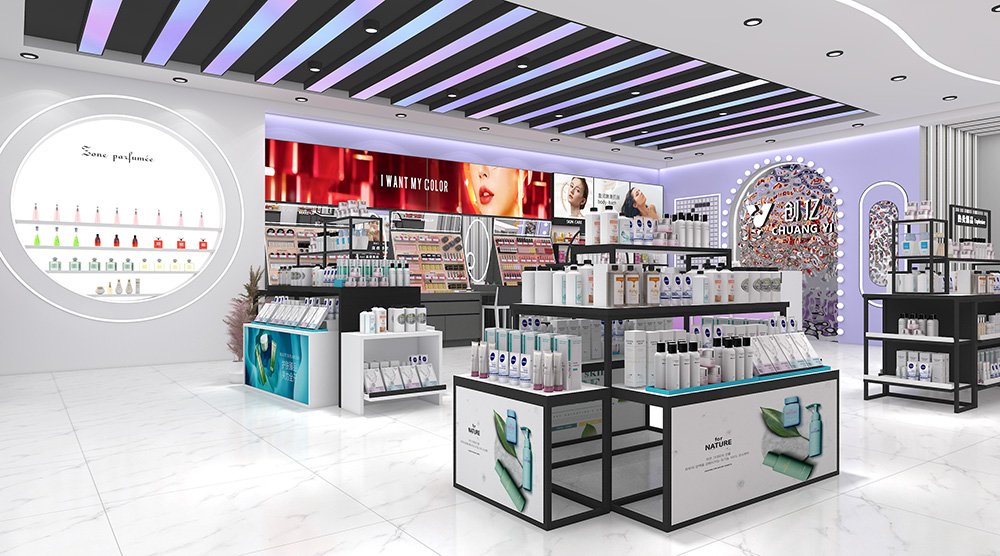 Modern Minimalist Cosmetics Store Interior & Display Fixtures - Cosmetic & Beauty Displays