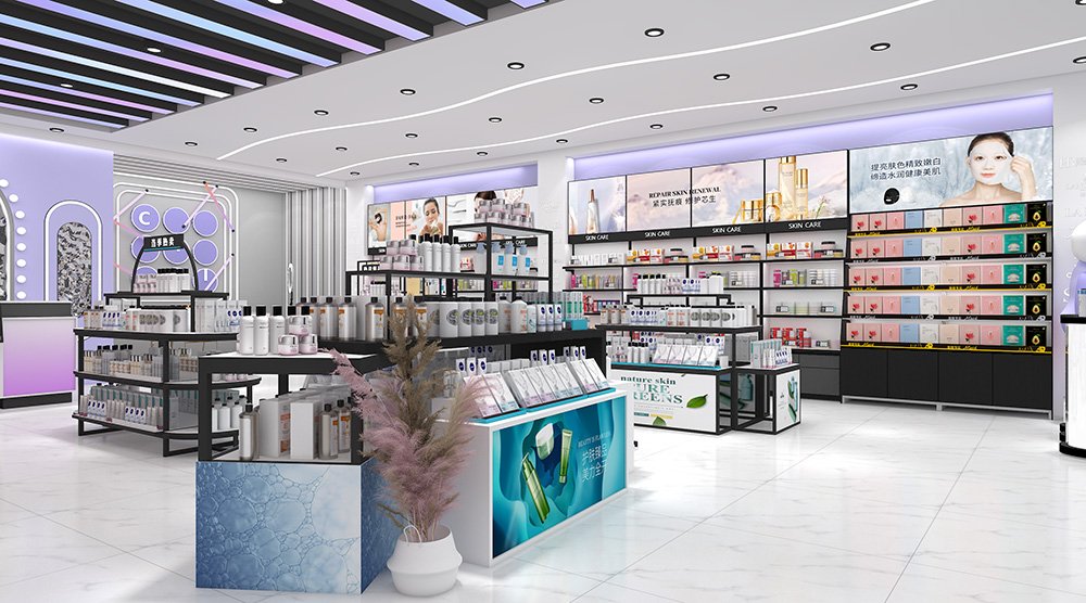 Modern Minimalist Cosmetics Store Interior & Display Fixtures - Cosmetic & Beauty Displays