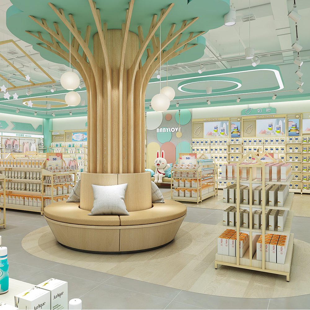 Custom Mint Green Mother & Baby Store Full Interior Furniture Set - Maternity & Baby Shop Displays
