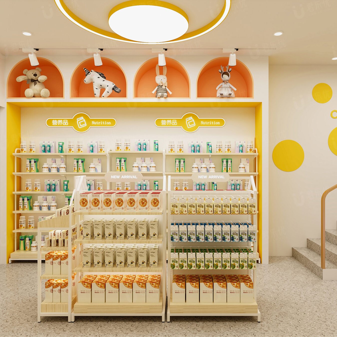 Bright Yellow Mother & Baby Store Complete Custom Display Furniture - Maternity & Baby Shop Displays