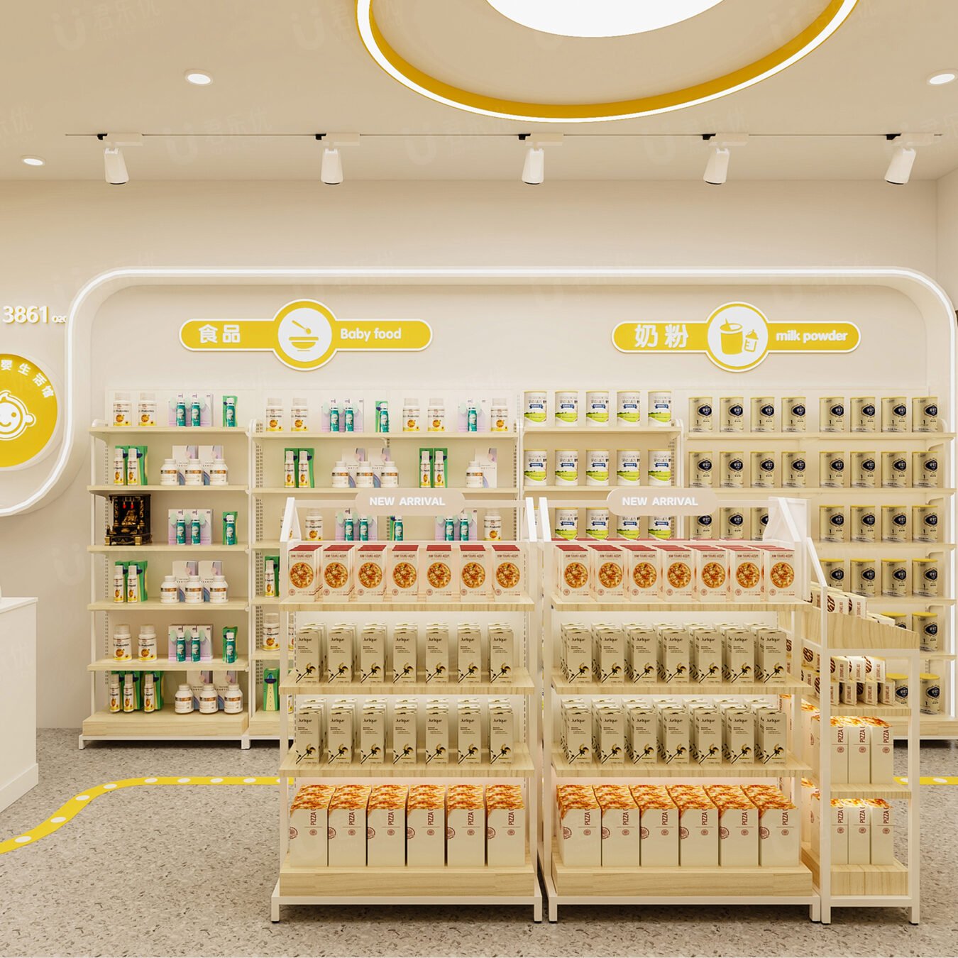 Bright Yellow Mother & Baby Store Complete Custom Display Furniture - Maternity & Baby Shop Displays