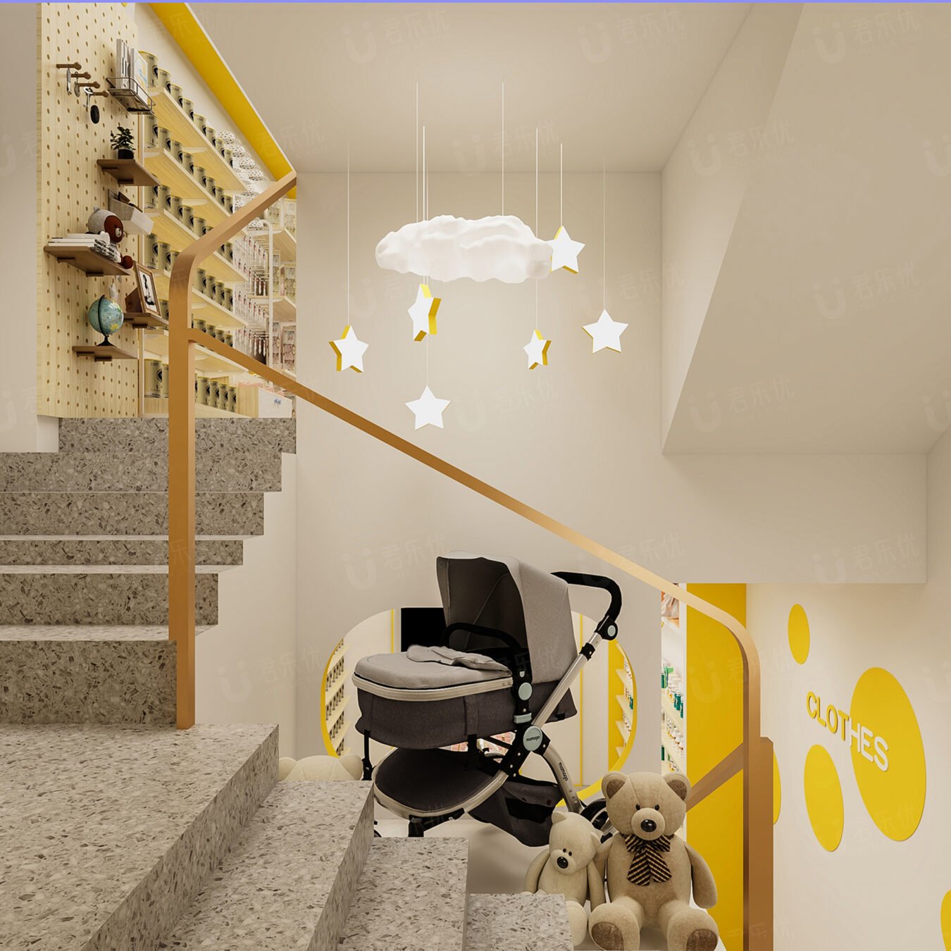 Bright Yellow Mother & Baby Store Complete Custom Display Furniture - Maternity & Baby Shop Displays