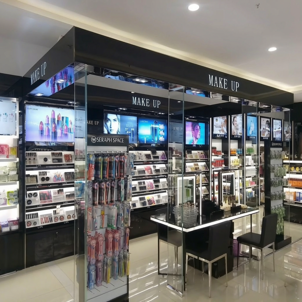Mall Beauty Island Store — Custom Cosmetics Display Fixtures | Winka Display - Custom Store Display Solutions