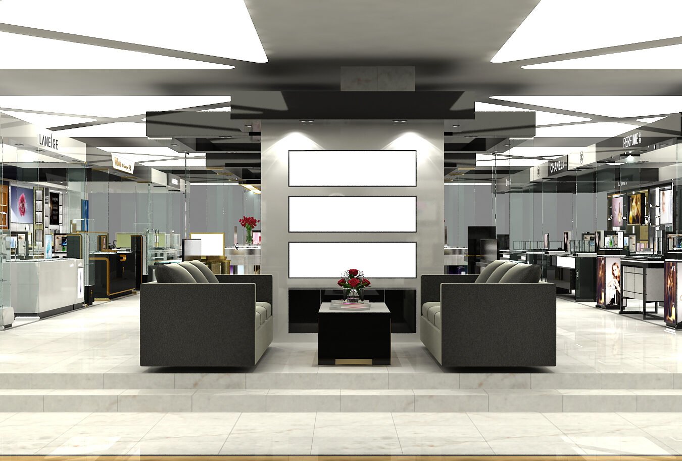 Mall Beauty Island Store — Custom Cosmetics Display Fixtures | Winka Display - Custom Store Display Solutions