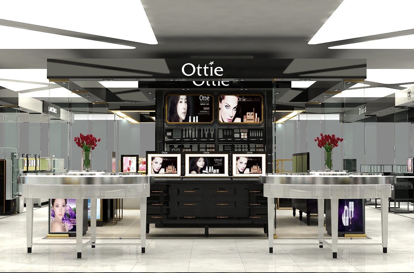 Mall Beauty Island Store — Custom Cosmetics Display Fixtures | Winka Display - Custom Store Display Solutions