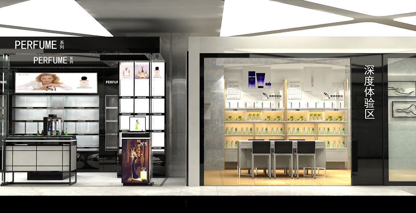 Mall Beauty Island Store — Custom Cosmetics Display Fixtures | Winka Display - Custom Store Display Solutions