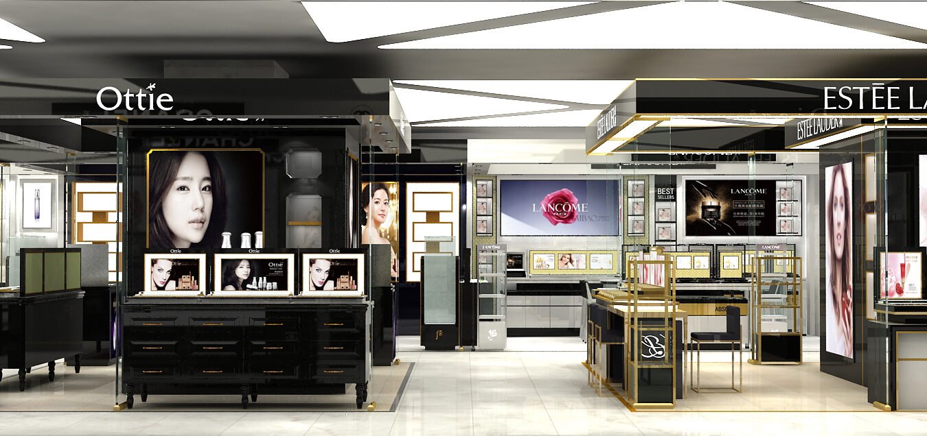 Mall Beauty Island Store — Custom Cosmetics Display Fixtures | Winka Display - Custom Store Display Solutions