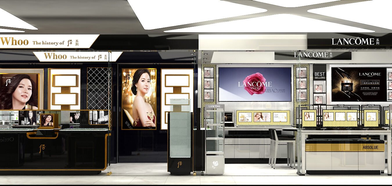 Mall Beauty Island Store — Custom Cosmetics Display Fixtures | Winka Display - Custom Store Display Solutions